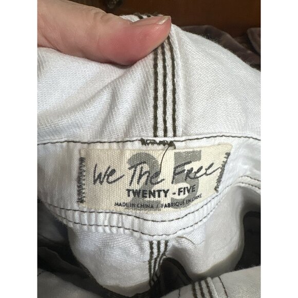 WE The Free Sz 25 Floral Patterned Olive Green Denim Overalls For Women - Picture 7 of 7